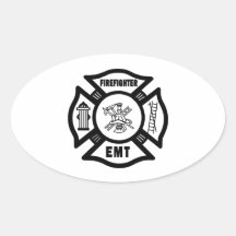 Firefighter EMT Oval Stickers