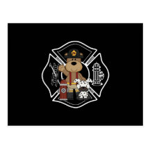 Firefighter Fire Dept Bear Post Card