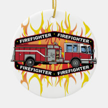 Firefighter Fire Truck Christmas Ornament