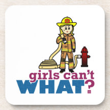 Firefighter Girls Beverage Coasters