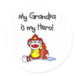 Firefighter Grandpa Hero Round Sticker
