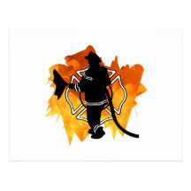 Firefighter IN Flames Postcards