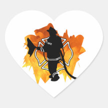 Firefighter in Flames Sticker