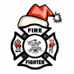 Firefighter Santa Claus photo sculptures