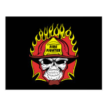 Firefighter Skull Postcards