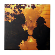 Firefighter Team Ceramic Tiles