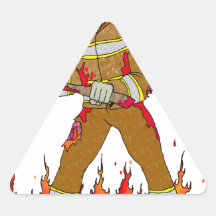 Firefighter Zombie Triangle Stickers