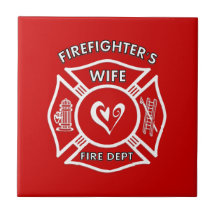 Firefighters Wife Maltese Heart Tile