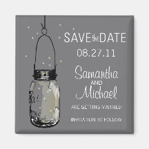 Fireflies & Vintage Mason Jar Save the Date Magnets