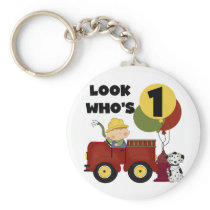 Fireman 1st Birthday Tshirts and Gifts Key Chain