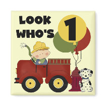 Fireman 1st Birthday Tshirts and Gifts Refrigerator Magnets