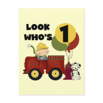 Fireman 1st Birthday Tshirts and Gifts Post Cards