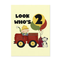 Fireman 2nd Birthday Tshirts and Gifts Postcard