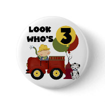 Fireman 3rd Birthday T-shirts and Gifts Pins