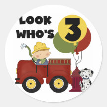 Fireman 3rd Birthday T-shirts and Gifts Stickers
