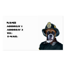 Fireman boxer dog business card
