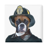 Fireman boxer dog magnet