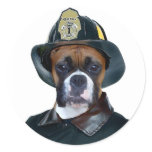 Fireman boxer dog stickers