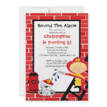 Fireman Boy Firetruck Birthday Party invitations