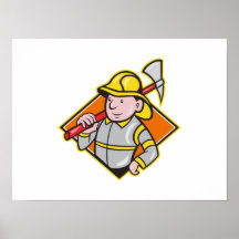 Fireman Firefighter Emergency Worker Poster