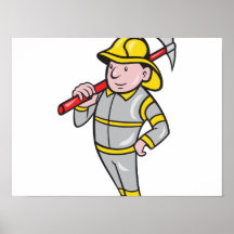 Fireman Firefighter Emergency Worker Print