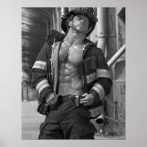 Fireman Firefighter Hunk Poster