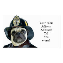 Fireman Pug business cards