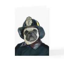Fireman Pug greeting card