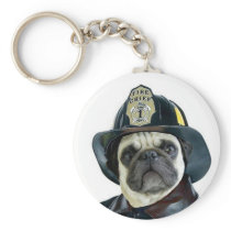 Fireman Pug keychain