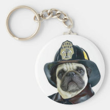 Fireman Pug keychain