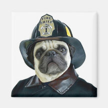 Fireman Pug magnet