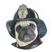 Fireman Pug stickers