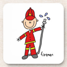 Fireman Stick Figure Drink Coaster