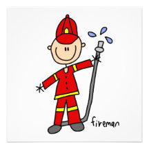 Fireman Stick Figure Personalised Invites