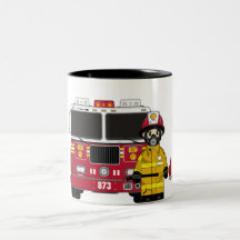 Fireman with Fire Engine Mug
