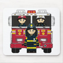 Firemen with Fire Engine Mousepad