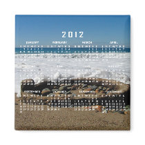 Firepit on the Beach; 2012 Calendars Fridge Magnet