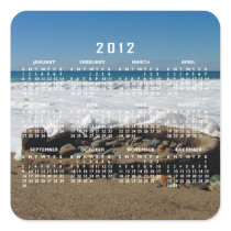 Firepit on the Beach; 2012 Calendars Square Sticker