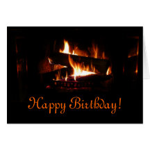 Fireplace Birthday Card