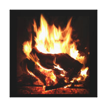 Fireplace Flame Wall Art Gallery Wrapped Canvas