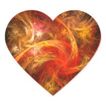 Firestorm Abstract Art Heart Sticker