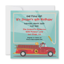 Firetruck Birthday Party Invitation