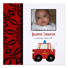 Firetruck Birthday Party Invitation