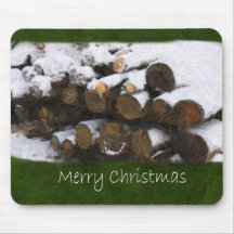 Firewood with Snow - Merry Christmas Mousemat