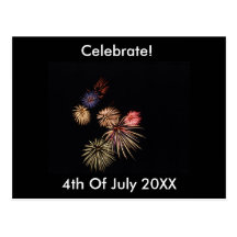 Fireworks 4th July Postcard