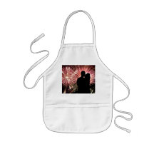 Fireworks Couple Kissing Silhouette Aprons