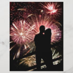 Fireworks Couple Kissing Silhouette Flyers