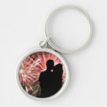 Fireworks Couple Kissing Silhouette Key Chains