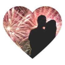 Fireworks Couple Kissing Silhouette