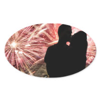 Fireworks Couple Kissing Silhouette